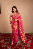 Sutraja- Pink Striped Silk Saree