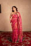 Sutraja- Pink Striped Silk Saree