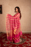 Sutraja- Pink Striped Silk Saree