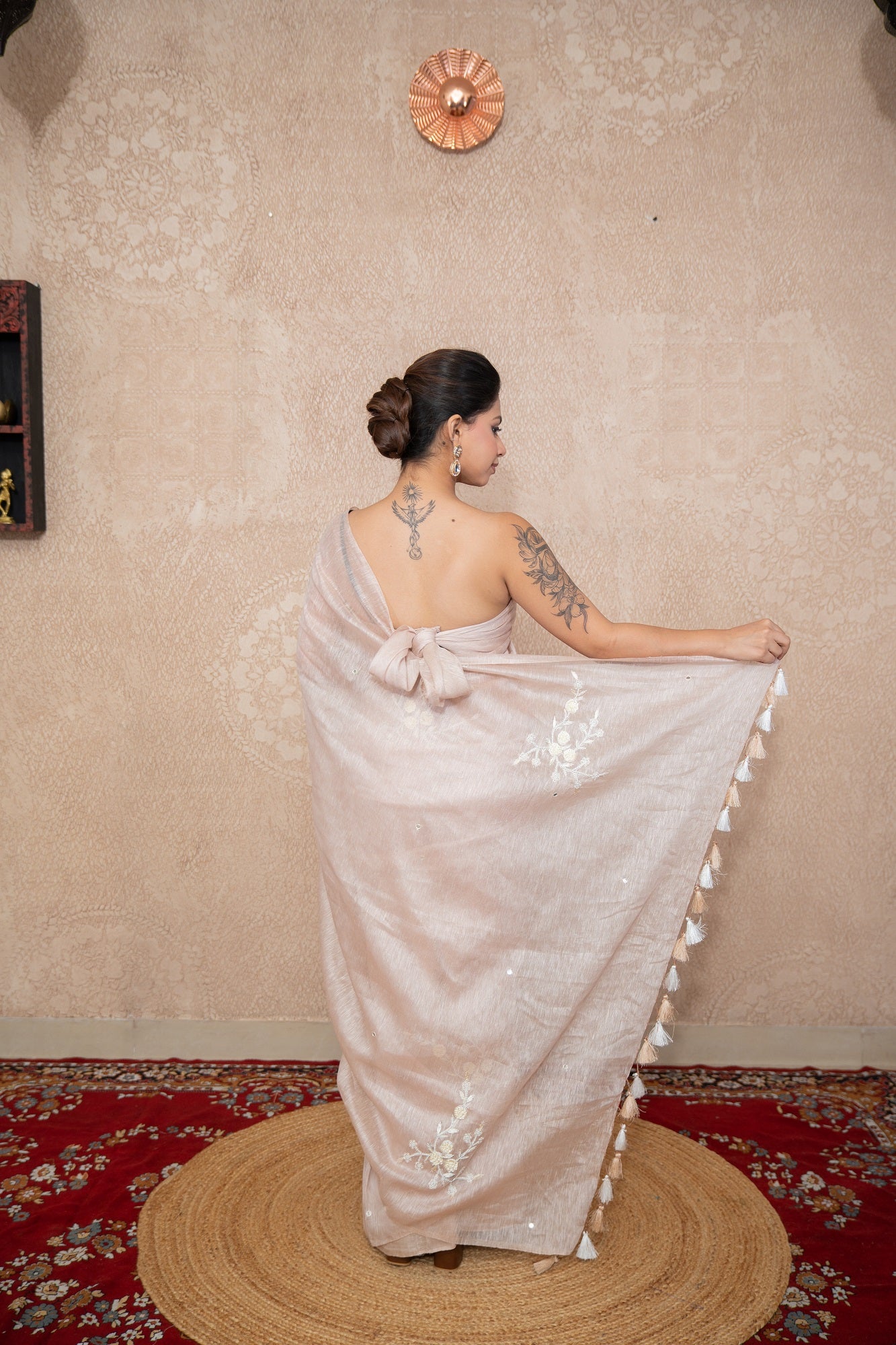 Tanirika- Beige Silk Linen Saree
