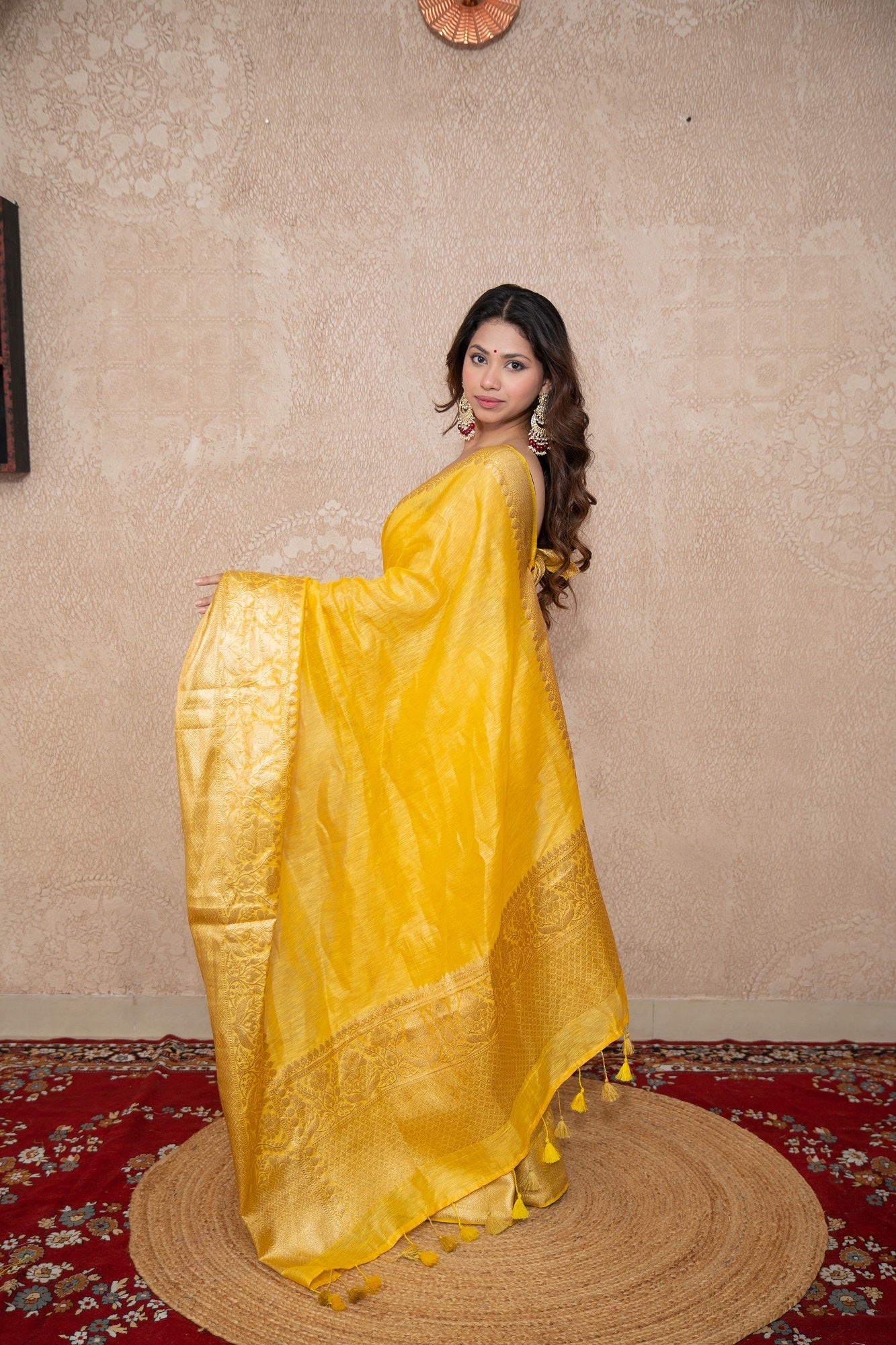 Tapti- Yellow Silk Linen Saree