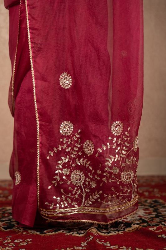 Teja - Maroon Gota Jaal Saree