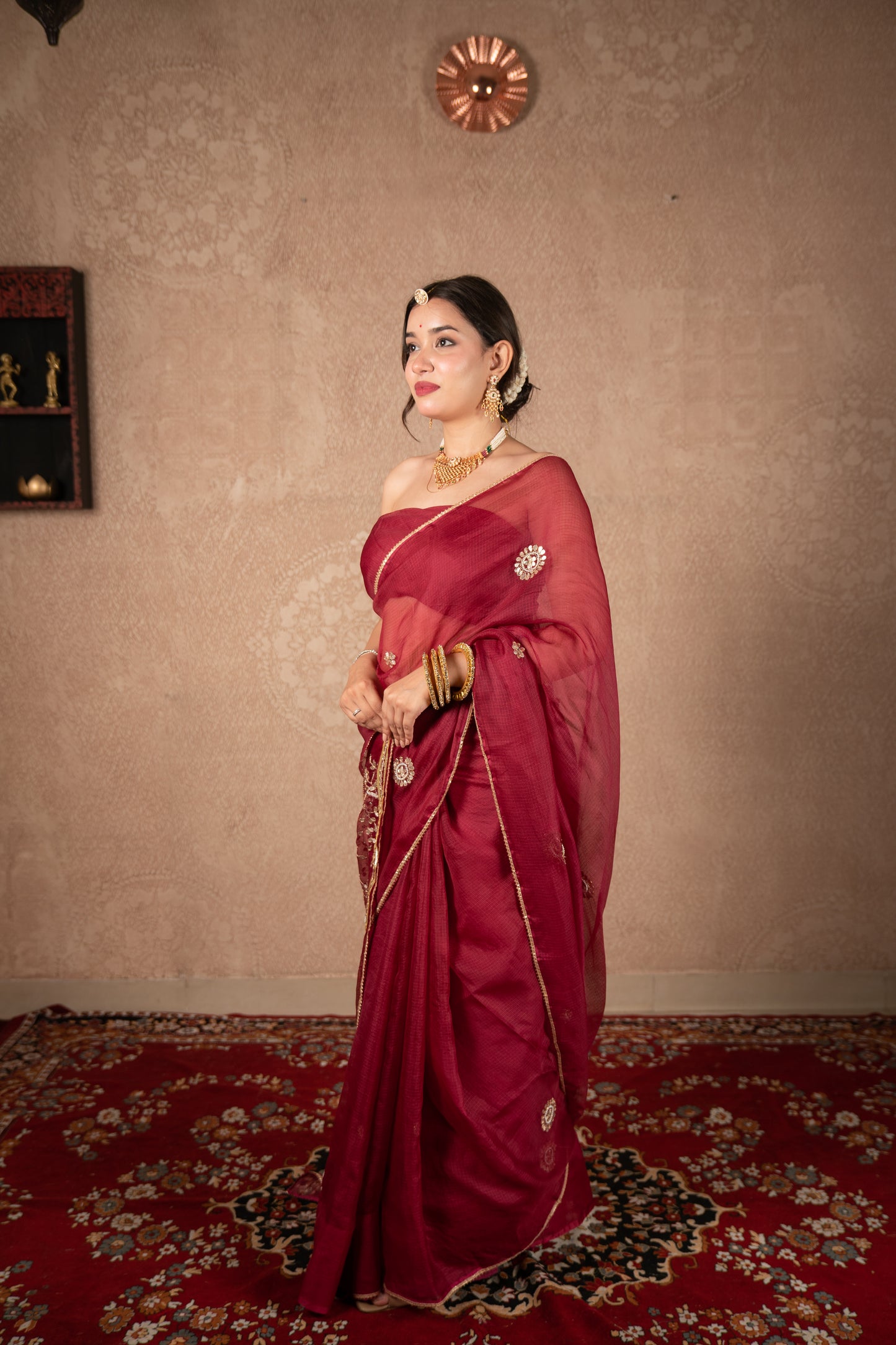 Teja - Maroon Gota Jaal Saree
