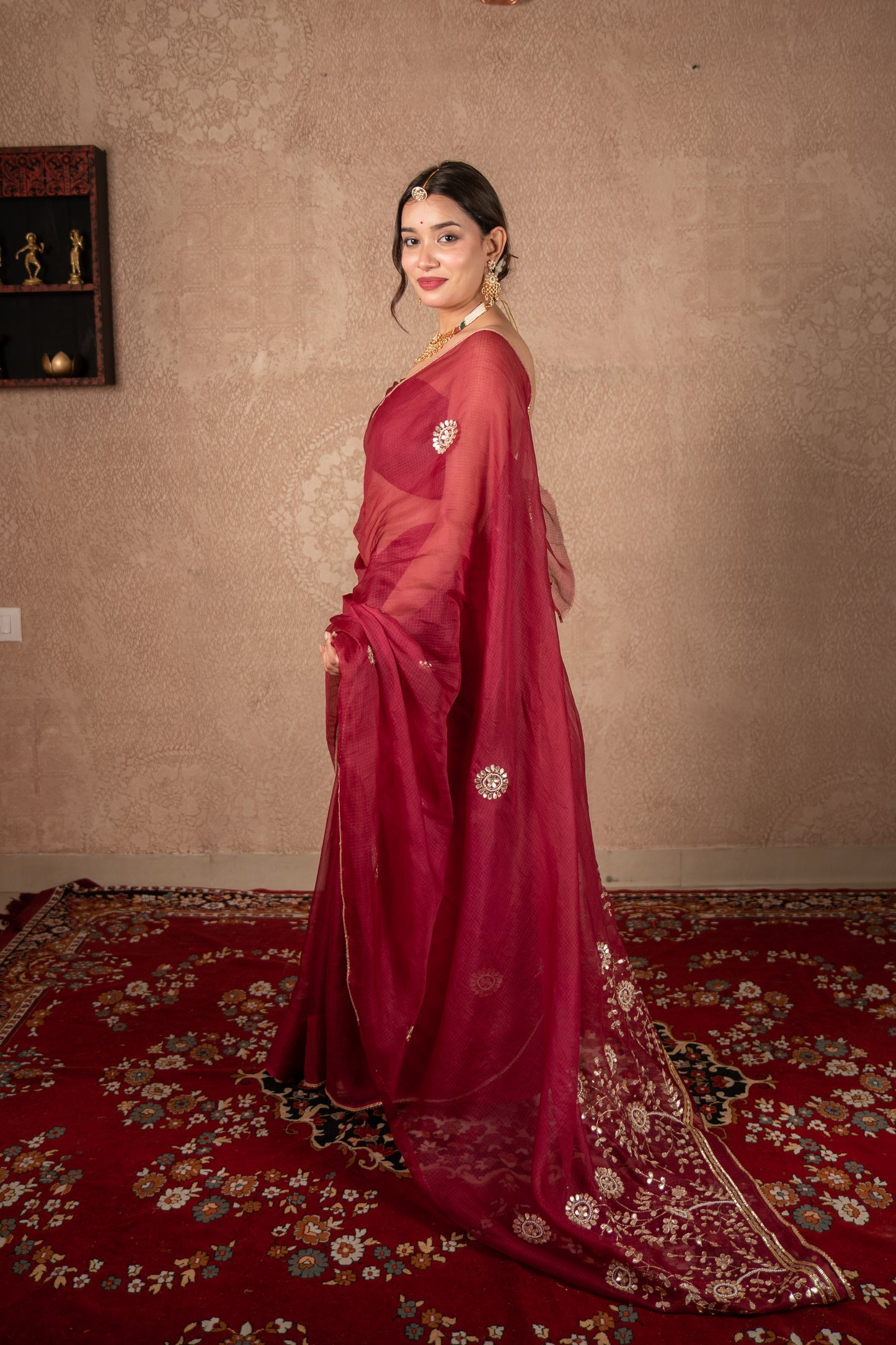 Teja - Maroon Gota Jaal Saree