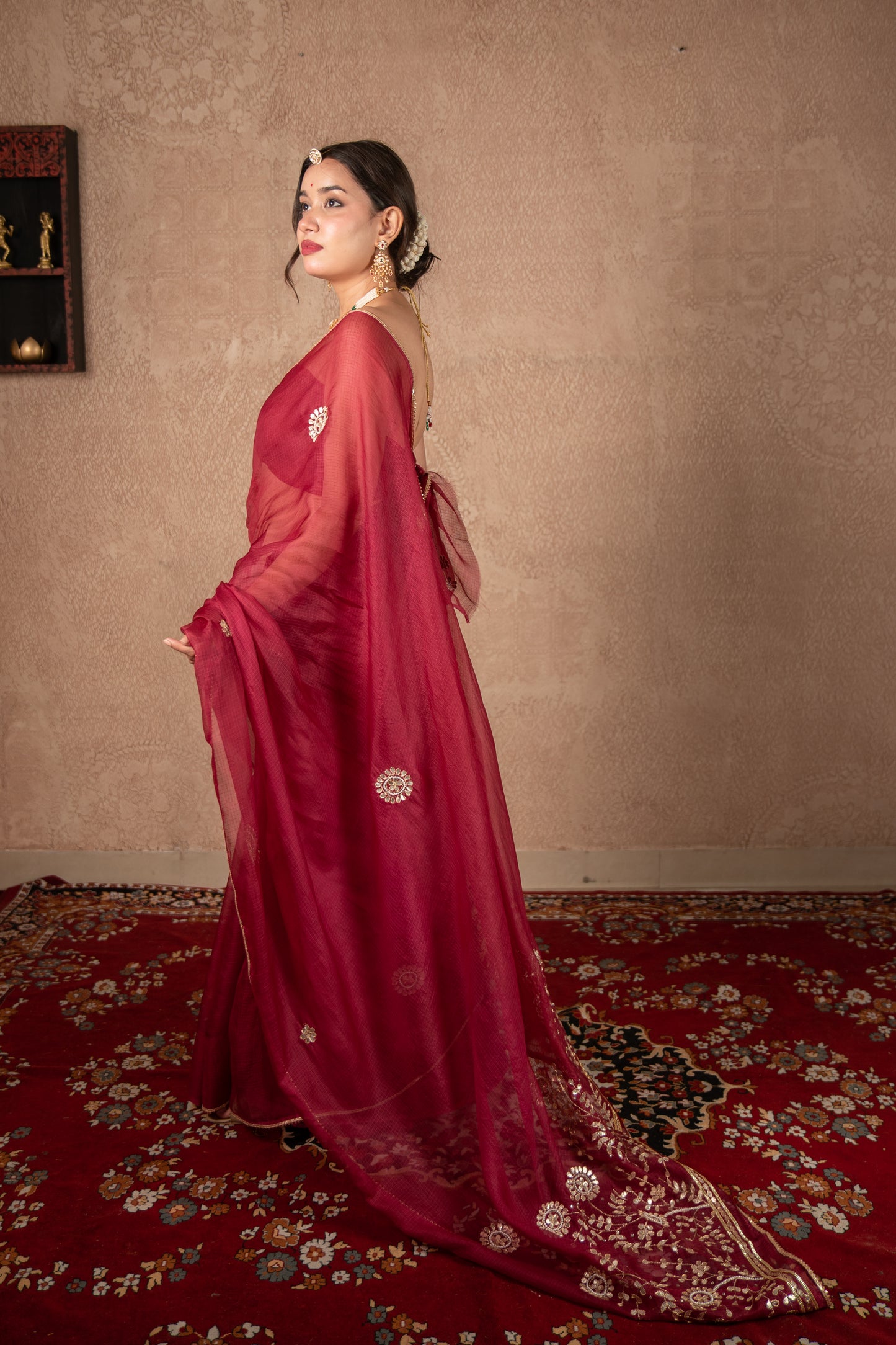 Teja - Maroon Gota Jaal Saree