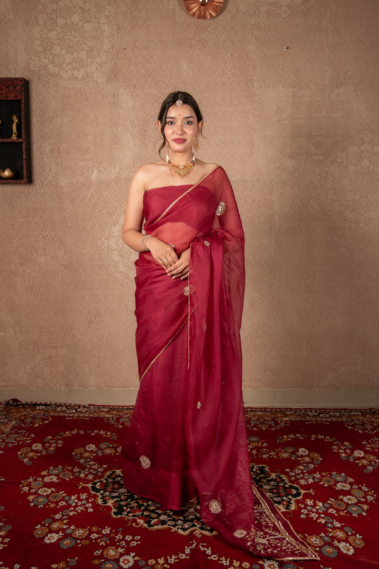 Teja - Maroon Gota Jaal Saree