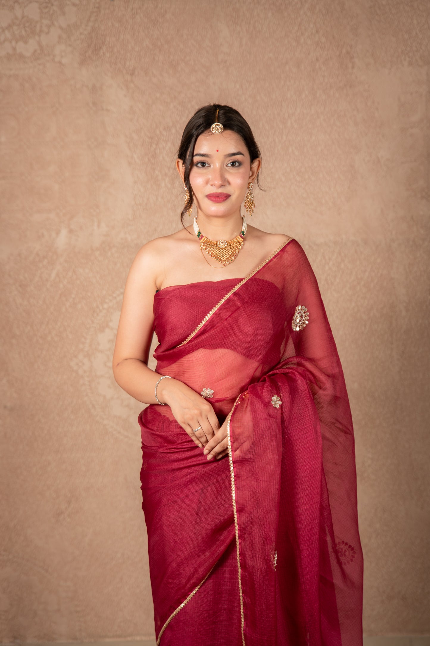 Teja - Maroon Gota Jaal Saree