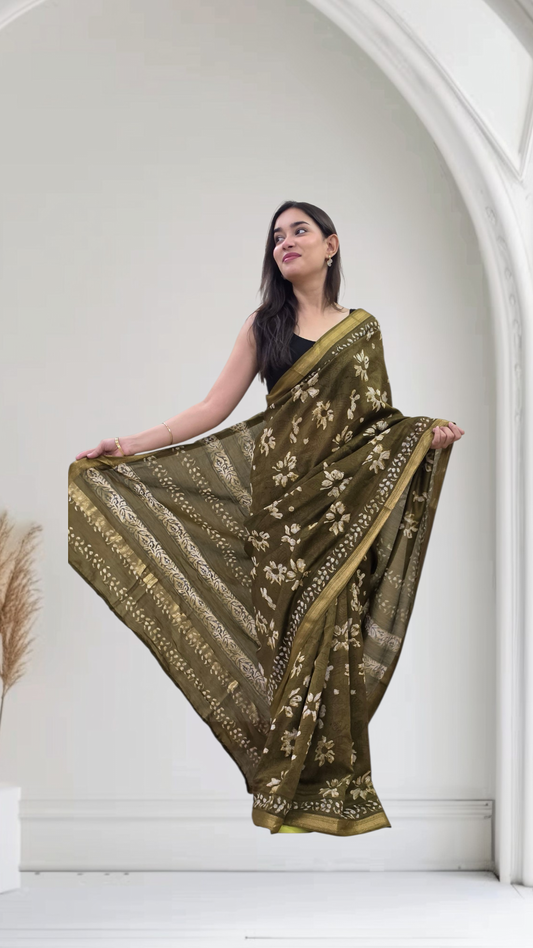 Trisha - Green Maheshwari Silk saree