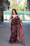 Vaidehi- Maroon Ajrakh Maheshwari Silk Saree