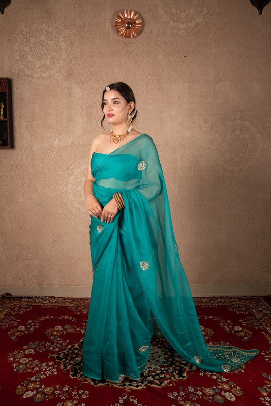 Varnini - Blue Gota Jaal Saree