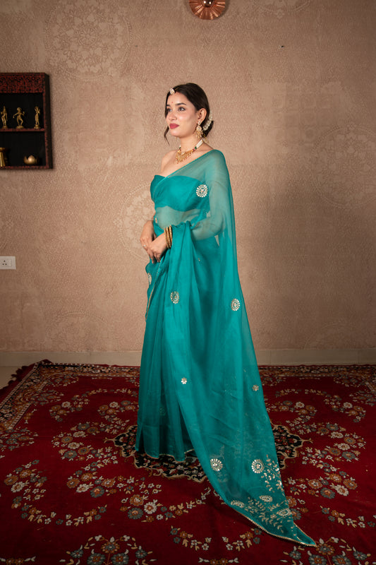 Varnini - Blue Gota Jaal Saree
