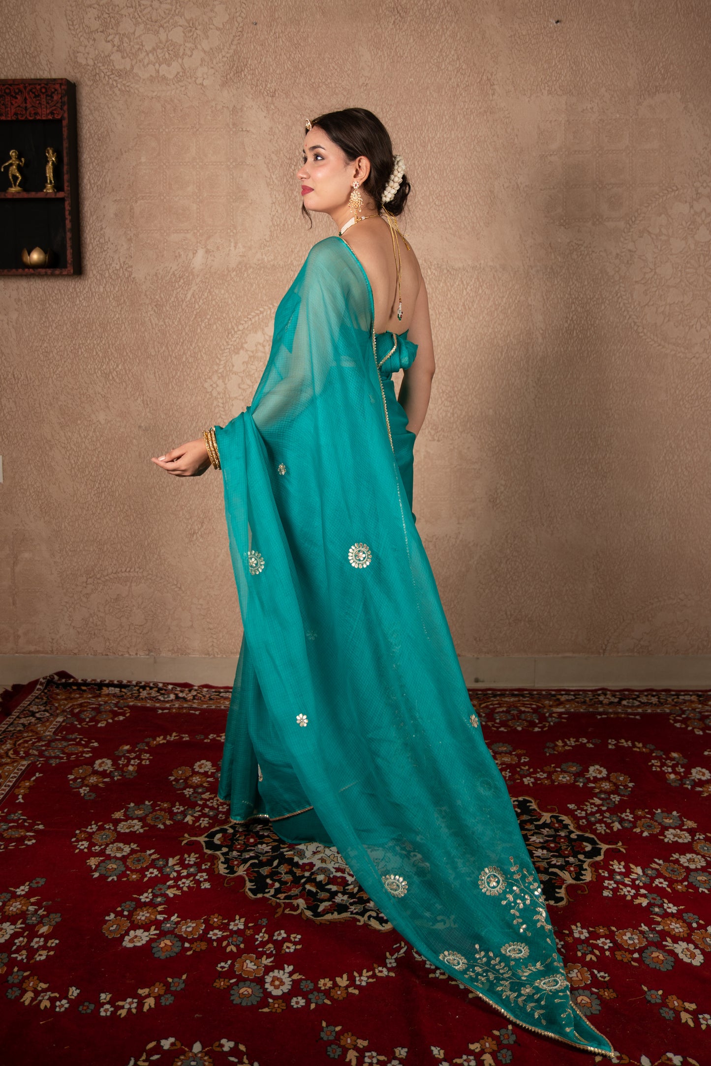 Varnini - Blue Gota Jaal Saree
