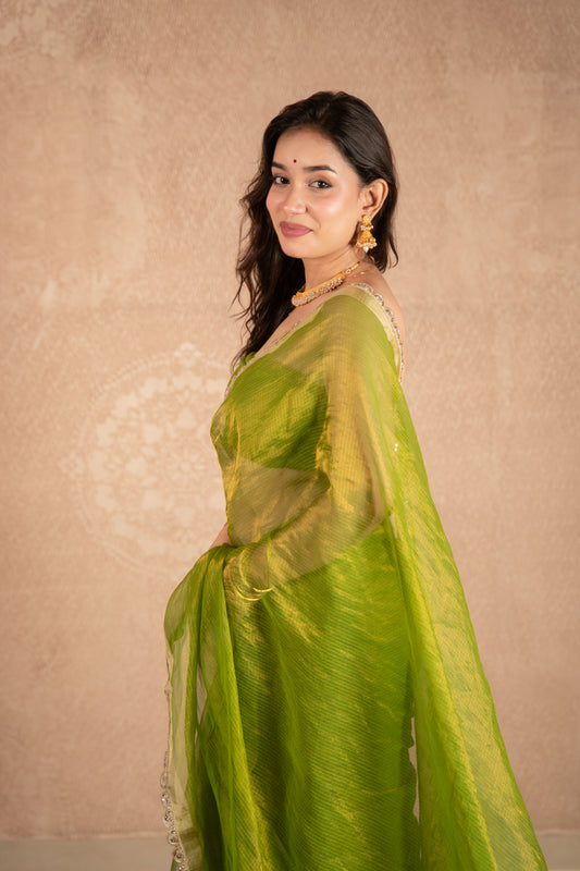 Vedaa- Green Kota Tissue Saree