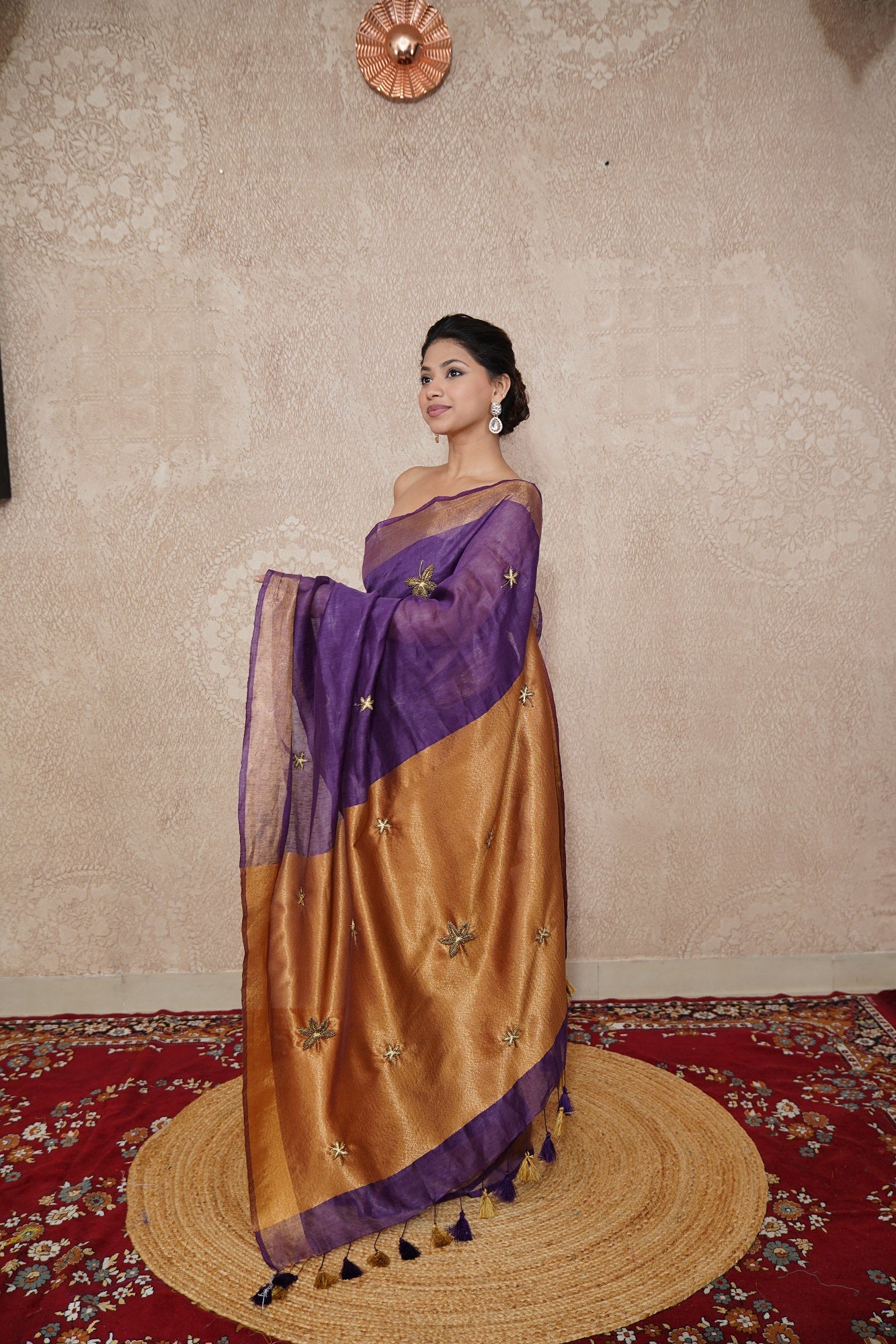 Yamika- Purple Saree with hand embroidery