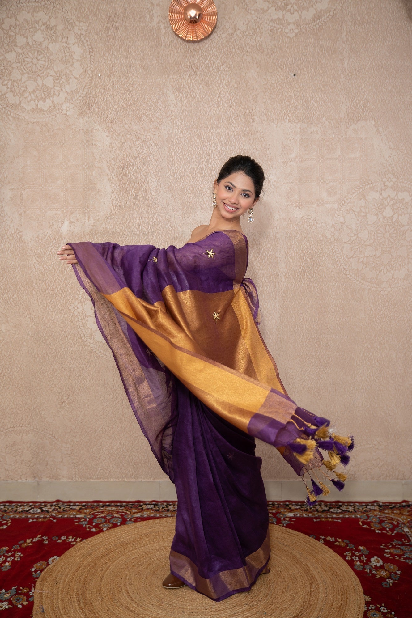 Yamika- Purple Saree with hand embroidery
