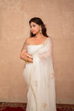 Ziya - White Buti work kota silks saree