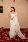Ziya - White Buti work kota silks saree