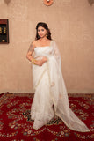 Ziya - White Buti work kota silks saree
