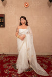 Ziya - White Buti work kota silks saree