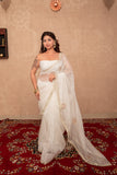Ziya - White Buti work kota silks saree