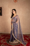 Zunaa- Blue Kota Tissue Silk Saree
